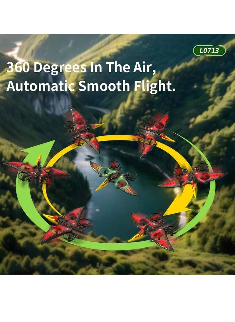 null - RC Pterosaur Plane – 2.4GHz Remote Control Quadcopter with Fixed-Wing Design, Auto Hover, 360° Stunts, Durable EPP Foam, LED Lights, USB Charging, Perfect for Kids, Beginners & Adults Remote Control Aircraft - Image 1