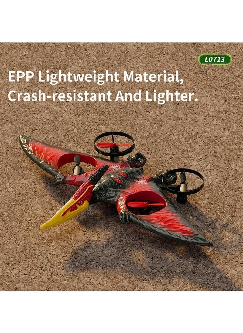 null - RC Pterosaur Plane – 2.4GHz Remote Control Quadcopter with Fixed-Wing Design, Auto Hover, 360° Stunts, Durable EPP Foam, LED Lights, USB Charging, Perfect for Kids, Beginners & Adults Remote Control Aircraft - Image 1