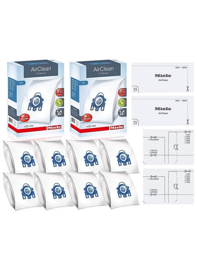Miele Miele GN AirClean 3D Efficiency Vacuum Cleaner Bags - 2 Boxes - Includes 8 Genuine Airclean GN Bags + 2 Genuine Super Air Clean Filter + 2 Genuine Pre-Motor Protection Filters  - Image 1
