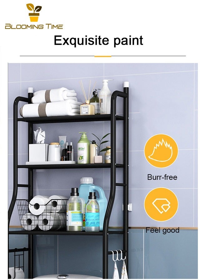 BLOOMING TIME 3-Layer Toilet Rack Bathroom Toilet Rack Washing Machine Storage Rack Household Floor Toilet Bathroom Punch-Free Multi-Layer Storage Toilet Rack - Image 2