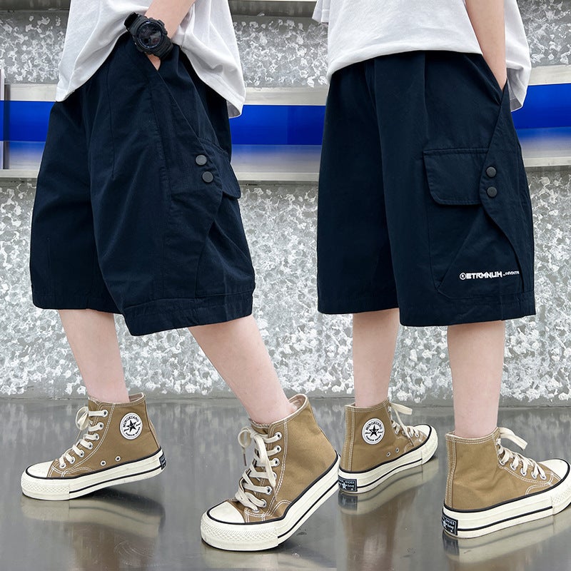 2023 Boys' Summer Shorts Five-Point Crock Pants Foreign Handsome Thin Children'S Cotton Mid-Length Pants Korean Style Trendy - Image 3