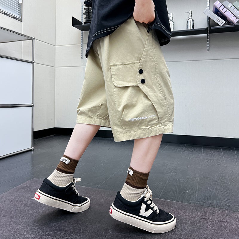 2023 Boys' Summer Shorts Five-Point Crock Pants Foreign Handsome Thin Children'S Cotton Mid-Length Pants Korean Style Trendy - Image 4
