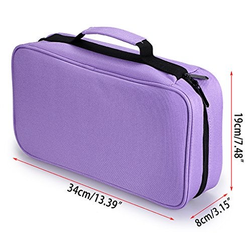 BTSKY Art Marker Carrying Case Lipstick Organizer-60 Slots Canvas Zippered Storage for Touch Spectrum Noir Paint Sharpie Markers, Empty Wallet Only (Purple) - Image 2
