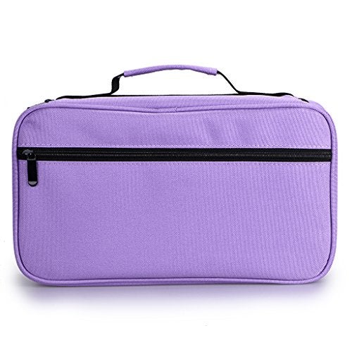 BTSKY Art Marker Carrying Case Lipstick Organizer-60 Slots Canvas Zippered Storage for Touch Spectrum Noir Paint Sharpie Markers, Empty Wallet Only (Purple) - Image 3