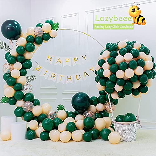 LAZYBEEE 136 pcs Dark Green and Peach Pastel Balloons Garland Arch Kit White birthday Paper banner | Balloons Baby | Pastel Balloons for Party Birthday Decorations (Green and Peach) - Image 2
