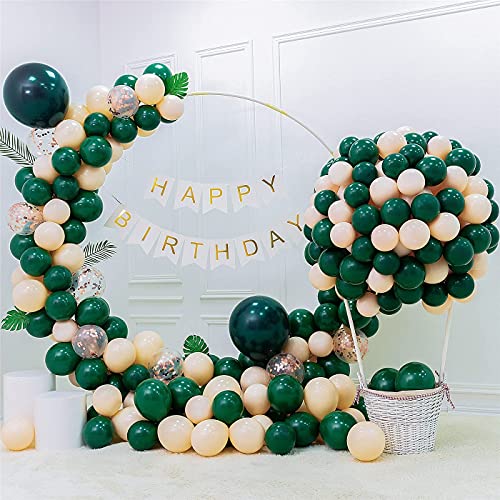 LAZYBEEE 136 pcs Dark Green and Peach Pastel Balloons Garland Arch Kit White birthday Paper banner | Balloons Baby | Pastel Balloons for Party Birthday Decorations (Green and Peach) - Image 5