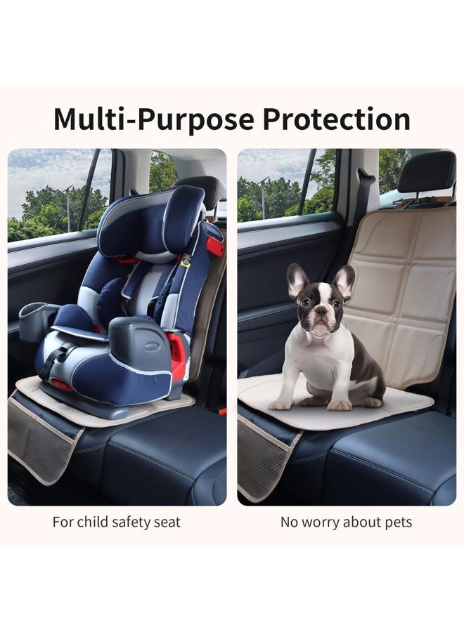 pefirst Car Seat Protector,Extra Thick Car Seat Covers Non-Slip Waterproof Mat Pad Leaving No Imprints Marks for Child Baby Pet Truck SUV Automobile (Beige-B) - Image 4