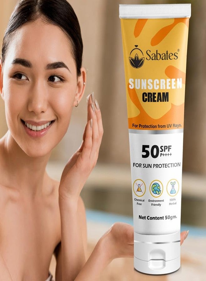 Sabates Sunscreen Cream For Radiant Skin - Deep Moisturization, Protects From UVA/B, avoiding sun tanning & external damage | Sunscreen spf 50 for oily skin - Image 3