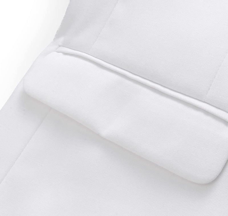 UNINUKOO Mens Suit Slim Fit 1 Button 2 Piece Wedding Party Holiday Solid Color Tux Suits for Men US Size 34 White - Image 4