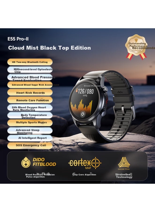 Dido E55proii Blood Sugar And Blood Pressure Assessment Watch, Real-time Health Monitoring For Middle-aged And Elderly, Blood Oxygen, Heart Rate, Sleep, Snoring, Ecg Assessment, Smart Call Function, Smart Watch For Men And Women - Image 1