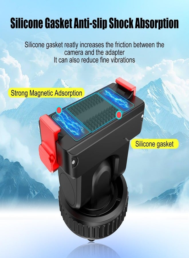 ELFOG Action Camera Cold Shoe Adapter for DJI Action 5 Pro/4/3 & 3/4, Magnetic Quick Release, 1/4'' & Cold Shoe Connector, 180° Tilt Adjustable Floor Mount - Image 5