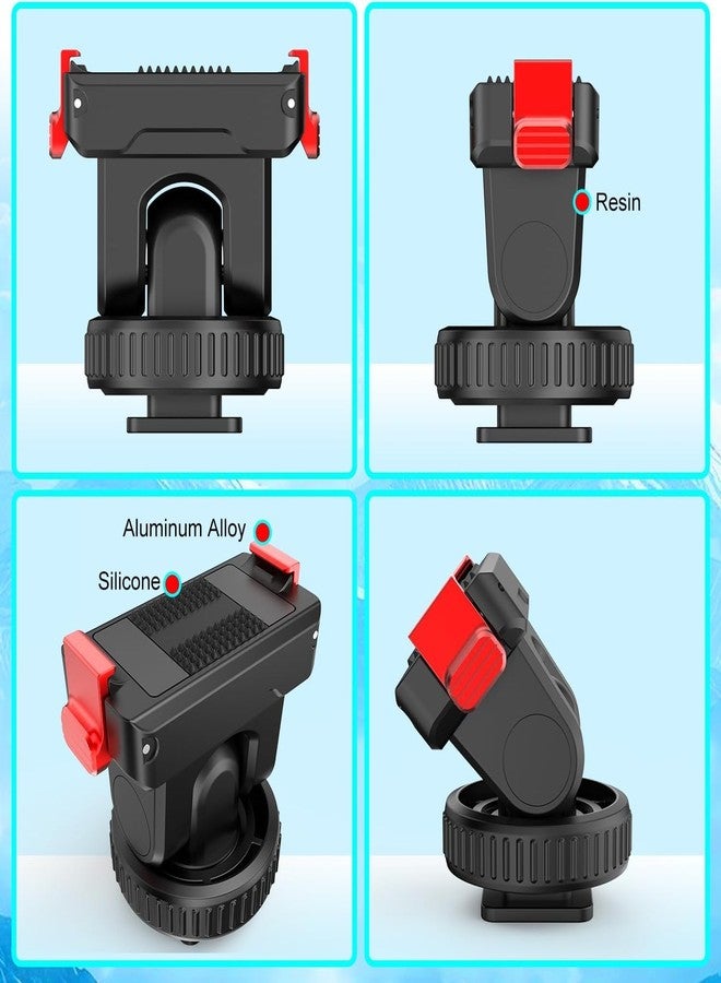 ELFOG Action Camera Cold Shoe Adapter for DJI Action 5 Pro/4/3 & 3/4, Magnetic Quick Release, 1/4'' & Cold Shoe Connector, 180° Tilt Adjustable Floor Mount - Image 4
