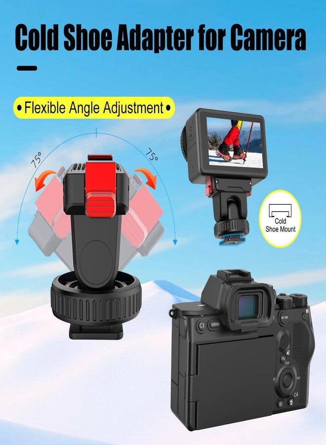 ELFOG Action Camera Cold Shoe Adapter for DJI Action 5 Pro/4/3 & 3/4, Magnetic Quick Release, 1/4'' & Cold Shoe Connector, 180° Tilt Adjustable Floor Mount - Image 3