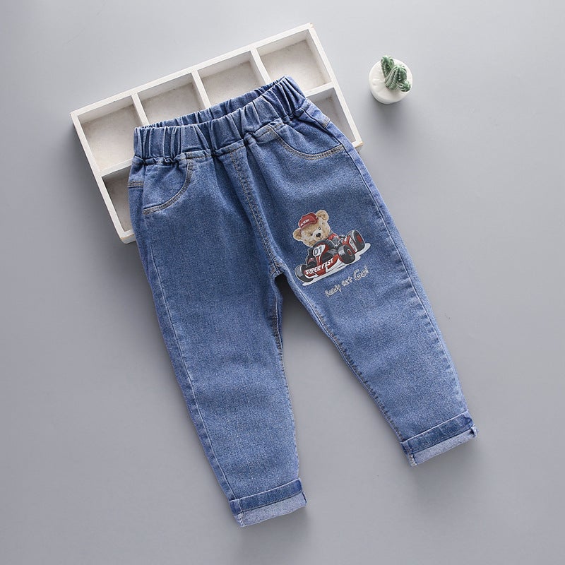 2024 New Men'S Small And Medium-Sized Children'S Denim Pants Korean-Style N-Letter Printed Children'S Denim Pants Children'S Pants - Image 1