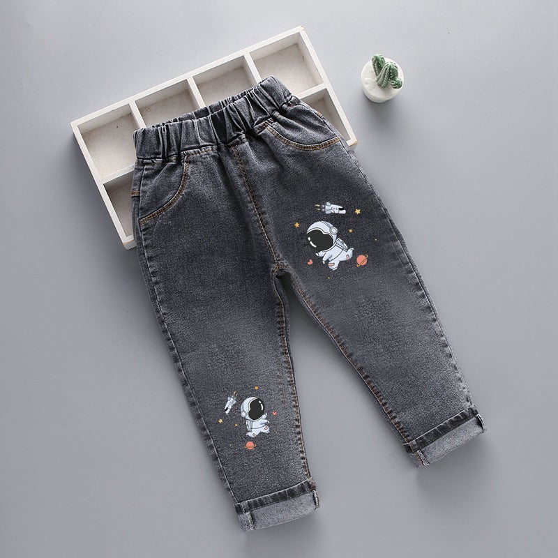 2024 New Men'S Small And Medium-Sized Children'S Denim Pants Korean-Style N-Letter Printed Children'S Denim Pants Children'S Pants - Image 4
