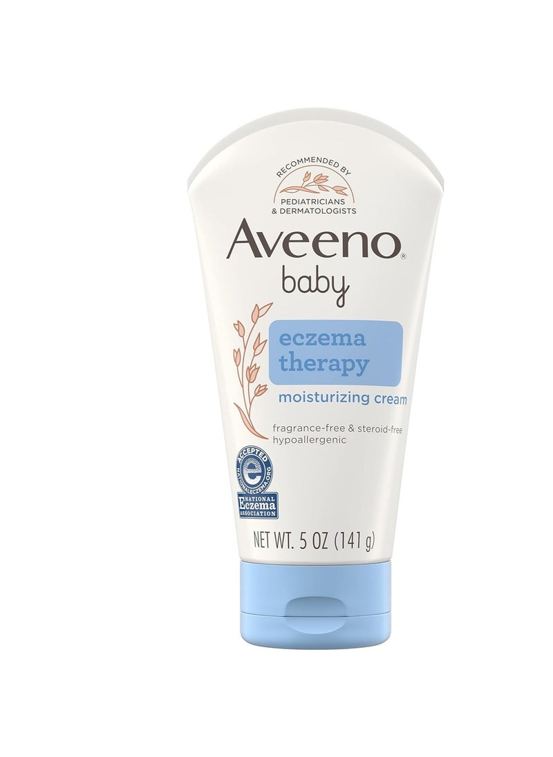 Aveeno Baby كريم ترطيب علاج الإكزيما للأطفال من أفينو، دقيق الشوفان الغروي الطبيعي وفيتامين ب5، كريم الإكزيما للأطفال للبشرة الجافة والحكة والمتهيجة بسبب الإكزيما، خالٍ من البارابين والستيرويد، 5 أونصة قد تختلف العبوة  - Image 1