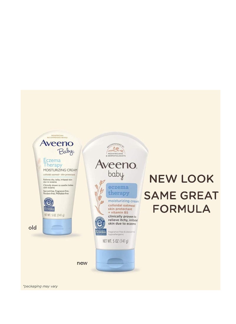 Aveeno Baby كريم ترطيب علاج الإكزيما للأطفال من أفينو، دقيق الشوفان الغروي الطبيعي وفيتامين ب5، كريم الإكزيما للأطفال للبشرة الجافة والحكة والمتهيجة بسبب الإكزيما، خالٍ من البارابين والستيرويد، 5 أونصة قد تختلف العبوة  - Image 2