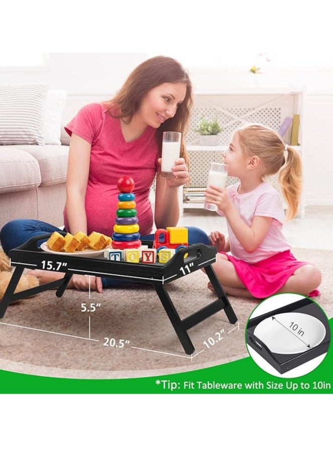 عربست طاولة سرير قابلة للطي مع مقابض وصينية طعام الإفطار للأريكة والسرير والأكل والرسم والأطباق وطاولة تقديم الوجبات الخفيفة (أسود) - Image 3