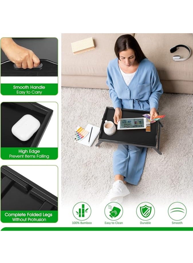 عربست طاولة سرير قابلة للطي مع مقابض وصينية طعام الإفطار للأريكة والسرير والأكل والرسم والأطباق وطاولة تقديم الوجبات الخفيفة (أسود) - Image 4