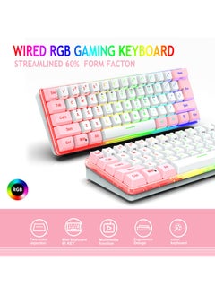 NIBEMINENT لوحة مفاتيح ألعاب RGB مكونة من 61 مفتاحًا ولوحة مفاتيح ميكانيكية صغيرة الحجم بنسبة 60% ومفاتيح اختصار FN ولوحة مفاتيح صغيرة محمولة لأجهزة الكمبيوتر المحمولة التي تعمل بنظام Windows وأجهزة Mac  - Image 1