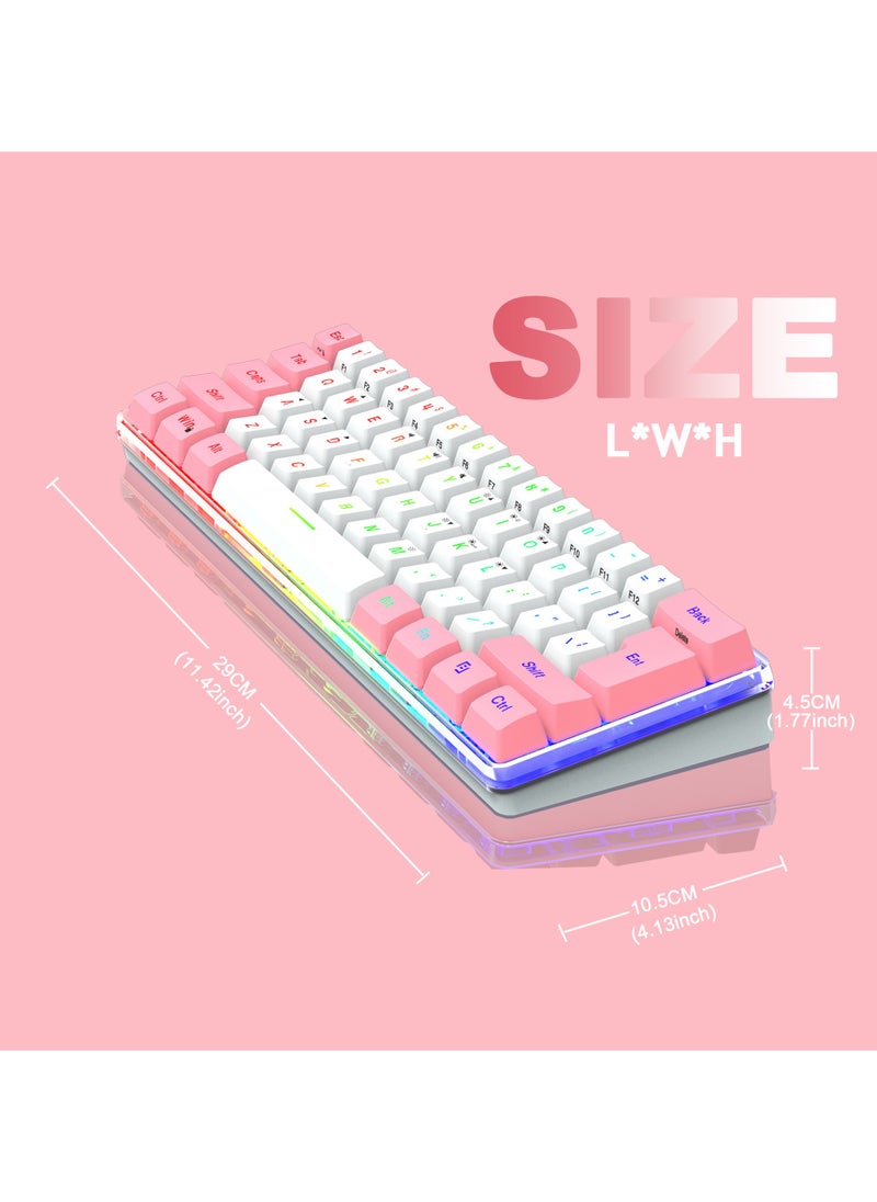 NIBEMINENT - 61 Keys RGB Gaming Keyboard 60% Mini Wired Compact Mechanical Keyboard，FN shortcut keys，Portable Mini Keyboard for Windows Laptop PC Mac - Image 1