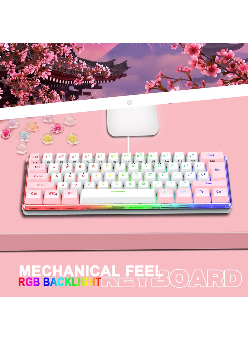 NIBEMINENT - 61 Keys RGB Gaming Keyboard 60% Mini Wired Compact Mechanical Keyboard，FN shortcut keys，Portable Mini Keyboard for Windows Laptop PC Mac - Image 1