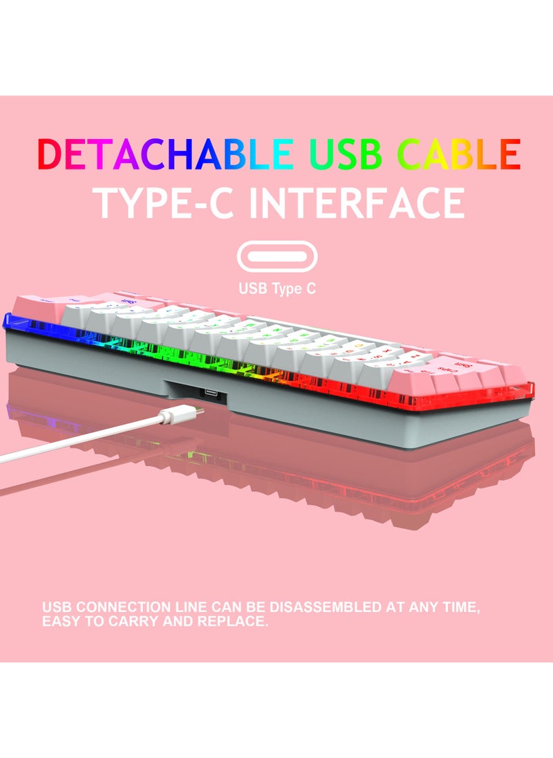 NIBEMINENT - 61 Keys RGB Gaming Keyboard 60% Mini Wired Compact Mechanical Keyboard，FN shortcut keys，Portable Mini Keyboard for Windows Laptop PC Mac - Image 1