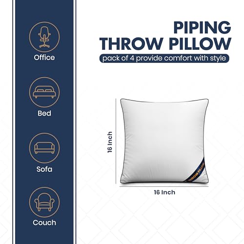 Utopia Bedding Throw Pillow Inserts (Pack of 4, White), 16 x 16 Inches Decorative Indoor Pillows for Sofa, Bed, Couch, Cushion Sham Stuffer - Image 2