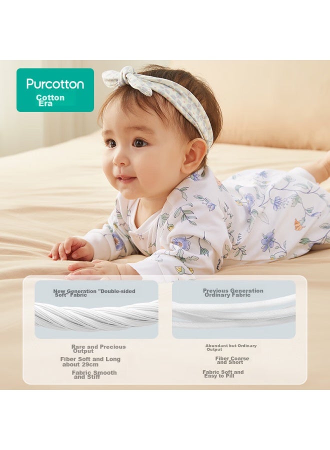 القطن الخالص Purcotton حفاضة قطنية ناعمة مزدوجة الوجه للأطفال حديثي الولادة أولاد وبنات، ملابس الربيع والصيف، طقم من قطعتين، المقاس 90 - Image 2