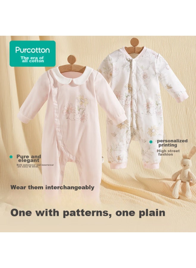 القطن الخالص Purcotton حفاضة قطنية ناعمة مزدوجة الوجه للأطفال حديثي الولادة أولاد وبنات، ملابس الربيع والصيف، طقم من قطعتين، المقاس 90 - Image 5