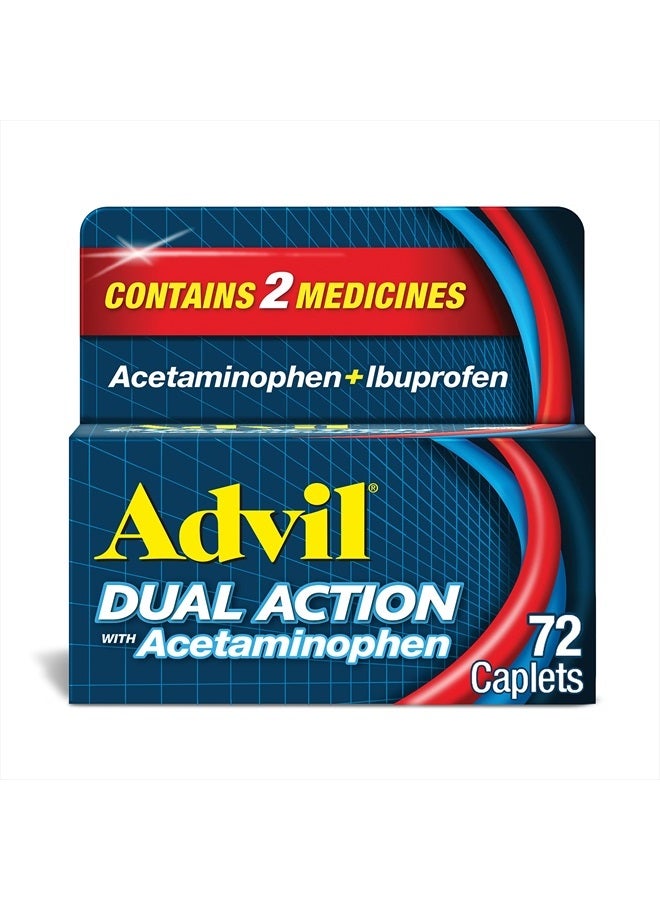 Advil أقراص مغلفة ذات تأثير مزدوج مع أسيتامينوفين، 250 ملغ إيبوبروفين و 500 ملغ أسيتامينوفين لكل جرعة (تعادل جرعتين) لتخفيف الألم لمدة 8 ساعات - 72 حبة - Image 1