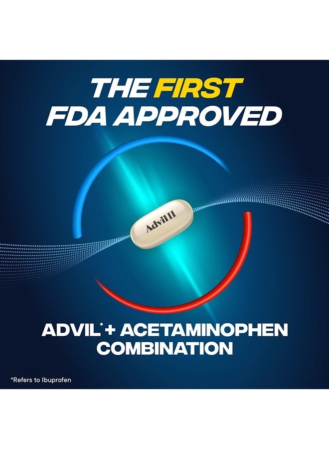 Advil أقراص مغلفة ذات تأثير مزدوج مع أسيتامينوفين، 250 ملغ إيبوبروفين و 500 ملغ أسيتامينوفين لكل جرعة (تعادل جرعتين) لتخفيف الألم لمدة 8 ساعات - 72 حبة - Image 4
