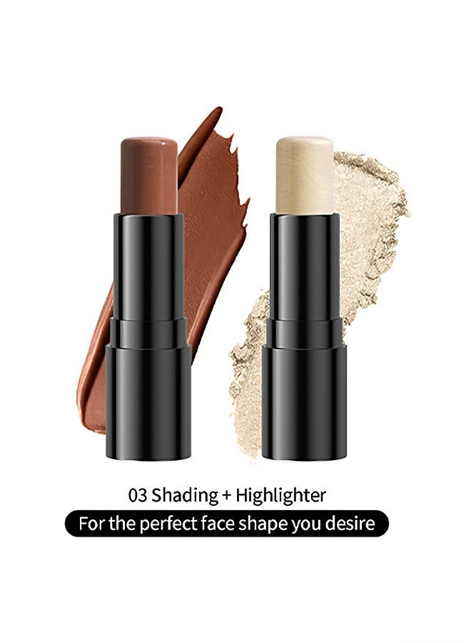 HelloKiss 2 in 1 Makeup Shading Stick and Face Highlighters Stick Double End Contour Stick Cream Contour Stick Makeup Bronzer Stick Face Makeup Wonder Stick Face Brightens and Shades Pencil 03 - Image 2