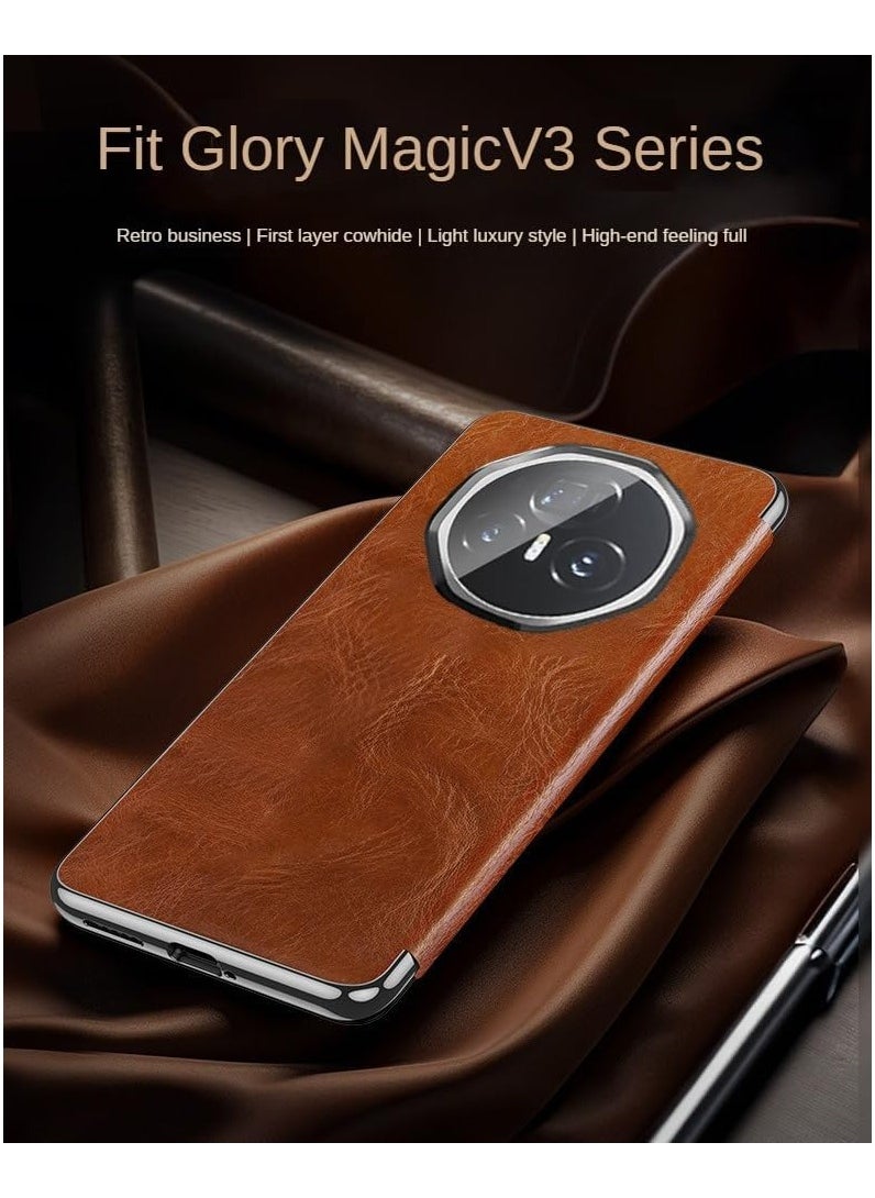 General Leather Protective Cover Compatible with Honor Magic V3 Intelligent Window Automatic Sleep Folding Full Pack Protective Cover For Magic V3  - Image 2