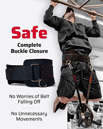 THEFITGUY Ultimate Dip Belt | Secure Closure - No Sliding Down | Structured Back Support | 45-Angle Rings - Comfort Dip Position | 40” Strap & 2 Snap Hooks - for Dips, Pull Ups, Squats, Weight Lifting - Image 3