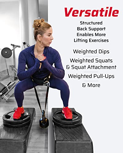 THEFITGUY Ultimate Dip Belt | Secure Closure - No Sliding Down | Structured Back Support | 45-Angle Rings - Comfort Dip Position | 40” Strap & 2 Snap Hooks - for Dips, Pull Ups, Squats, Weight Lifting - Image 4