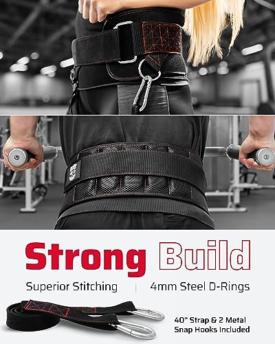 THEFITGUY Ultimate Dip Belt | Secure Closure - No Sliding Down | Structured Back Support | 45-Angle Rings - Comfort Dip Position | 40” Strap & 2 Snap Hooks - for Dips, Pull Ups, Squats, Weight Lifting - Image 5