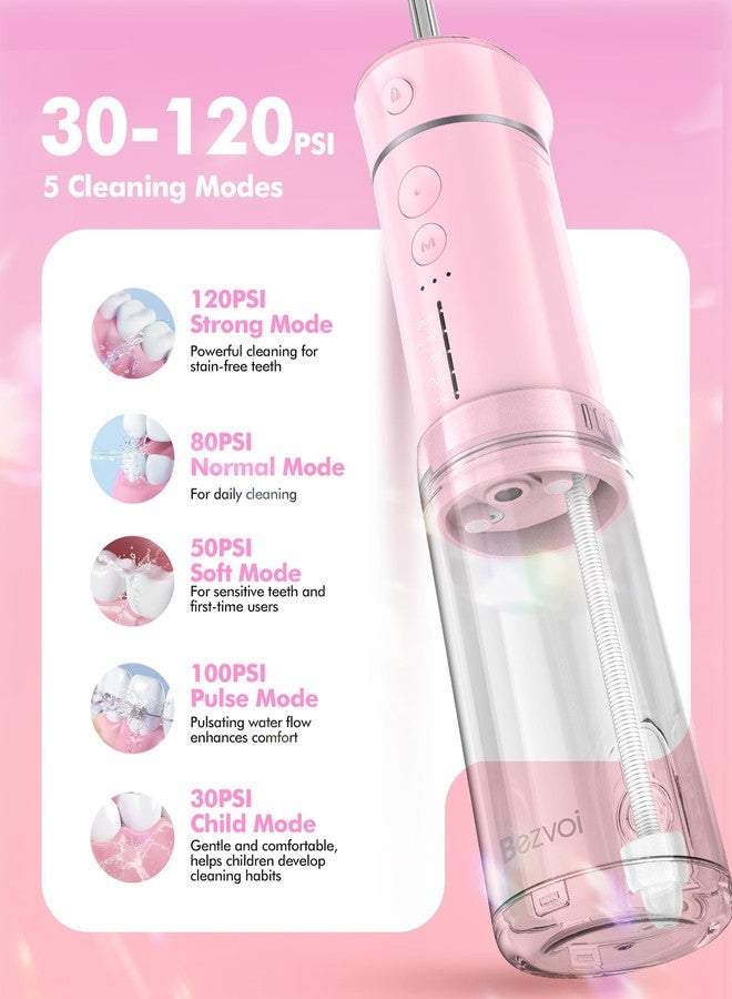 Bezvoi Portable Water Flosser for Travel, Mini Compact Cordless Oral Irrigator with Storage Bag, Removable Wide Tank & 5 Modes, IPX7 Waterproof Water Floss for Braces, Orthodontic, Sensitive Teeth - Image 4