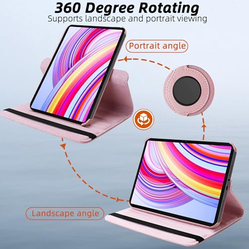 TGK 360 Rotatable Smart Flip Case Cover for Redmi Pad Pro 12.1 inch Tablet (Rose Gold) - Image 4