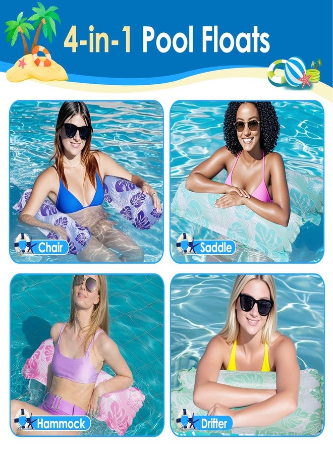 ZEMBSOYA 4PCS Inflatable Pool Hammock Floats 4-in-1 Multi-Purpose Water Hammock Floats for Adults, Travel Pool Float for Swimming Pool Adults Vacation - Image 3