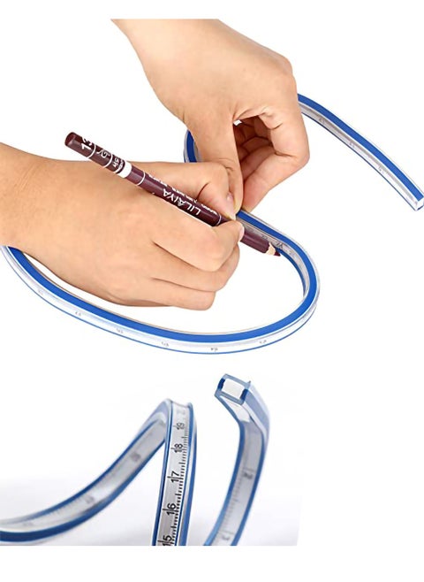 Flexible Ruler, 4 Different Size Flex Design Curve Ruler for Engineering Drawing or Measuring, Design Graphics, Garment Design (50cm)