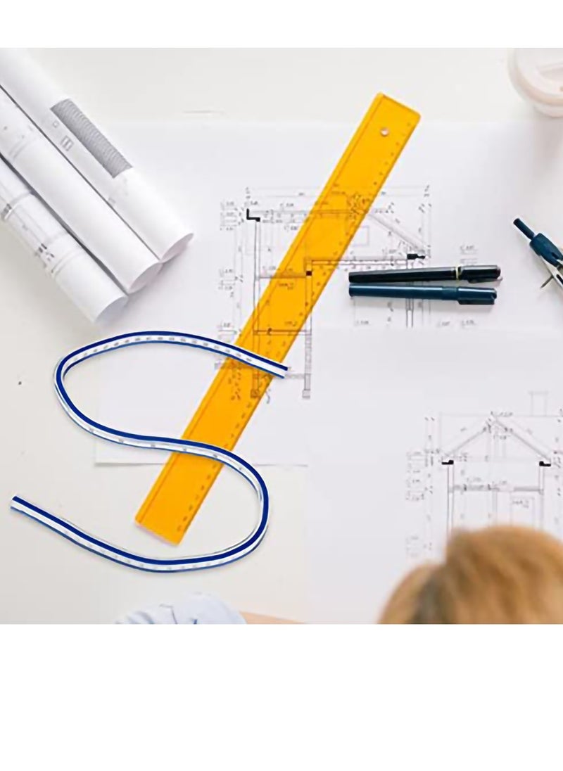 SYOSI - Flexible Ruler, 4 Different Size Flex Design Curve Ruler for Engineering Drawing or Measuring, Design Graphics, Garment Design (50cm) - Image 1