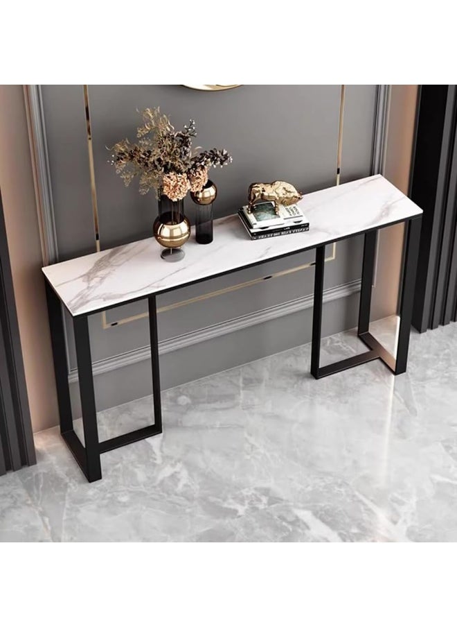 HOME TASTE Hometaste Industrial Chic: Metal Console Table For Entryway And Narrow Hallway - Stylish Storage Shelf Ideal For Modern Living Spaces And Farmhouse Decor White 120X40X80Cm  - Image 1