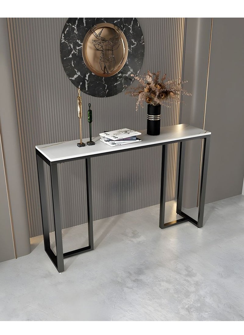 HOME TASTE Hometaste Industrial Chic: Metal Console Table For Entryway And Narrow Hallway - Stylish Storage Shelf Ideal For Modern Living Spaces And Farmhouse Decor White 120X40X80Cm  - Image 3