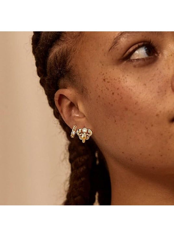 ميفيكو المرأة هاجي أقراط الذهب هوب 14K الذهب شغل صغيرة بسيطة اليدوية هيبوالرجينيك مجوهرات يومية - Image 2