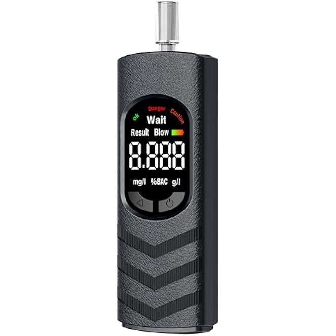 rayihni Professional Portable Breathalyzer with Semi-Electrochemical Sensor - Digital LCD Color Alcohol Rate Meter with Built-in Rechargeable Battery | MR505 - Image 3