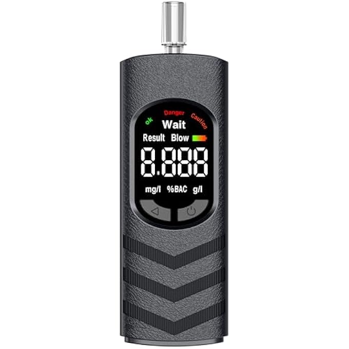 rayihni Professional Portable Breathalyzer with Semi-Electrochemical Sensor - Digital LCD Color Alcohol Rate Meter with Built-in Rechargeable Battery | MR505 - Image 1