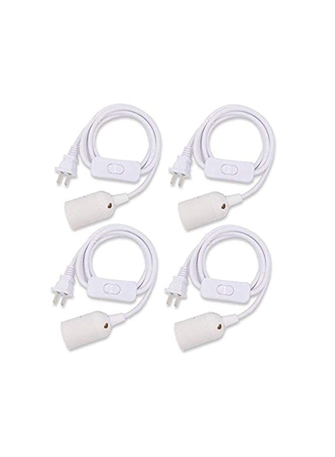 إيروريكس 4 قطع من سلك الفانوس المعلق E26 مع مفتاح تشغيل/إيقاف، مقبس إضاءة مع كابل تمديد بطول 10.86 بوصة، سلك مقبس إضاءة معلق أبيض للمطبخ/غرفة النوم/الحمام/المطعم/المقهى - Image 1