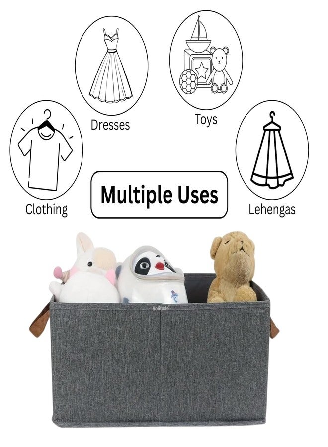 Solitude 2 Pcs Wardrobe Organizer for Clothes with Metal Frame Rectangle Storage Baskets for Clothing Fabric Foldable Storage Box with Handles Shelf Basket for Storage Clothes Pants Jeans Sweater - Image 4