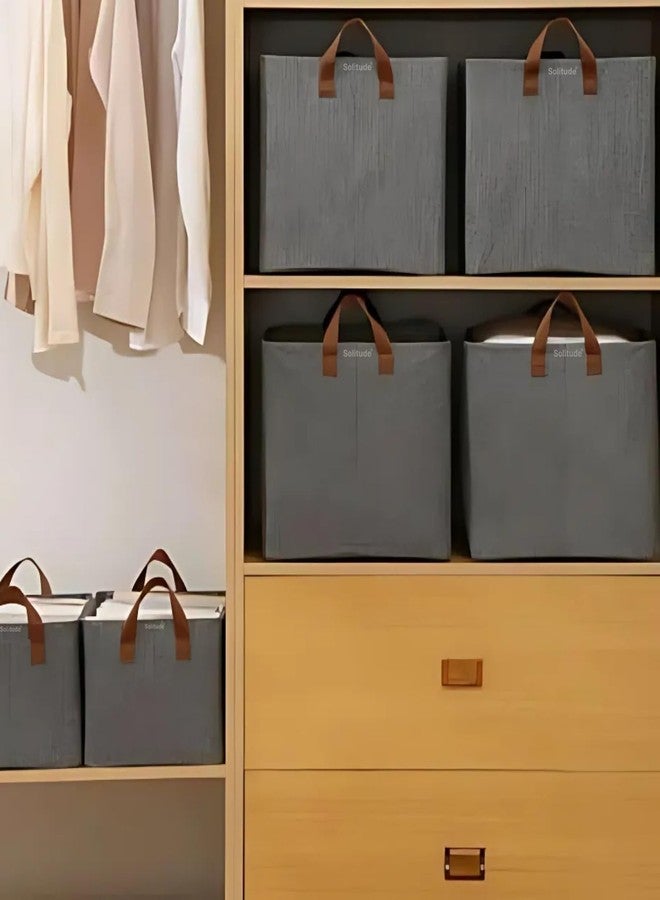 Solitude 2 Pcs Wardrobe Organizer for Clothes with Metal Frame Rectangle Storage Baskets for Clothing Fabric Foldable Storage Box with Handles Shelf Basket for Storage Clothes Pants Jeans Sweater - Image 5